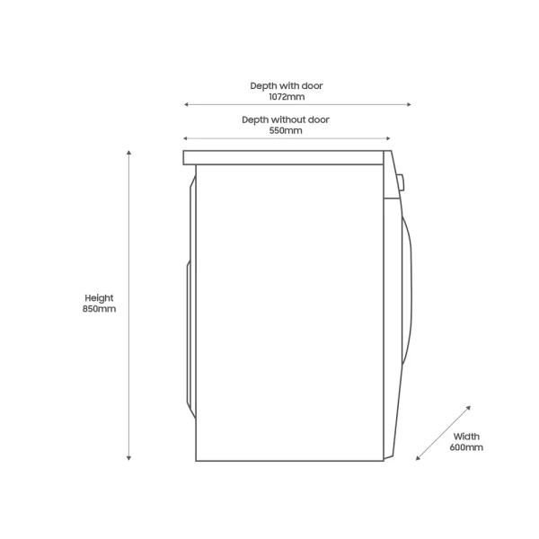 ماشین لباسشویی سامسونگ 9 کیلویی مدل WW90CGC04DABGU - Image 6